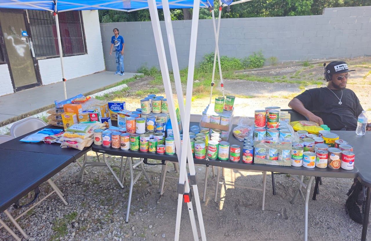 Canned food organized on tables